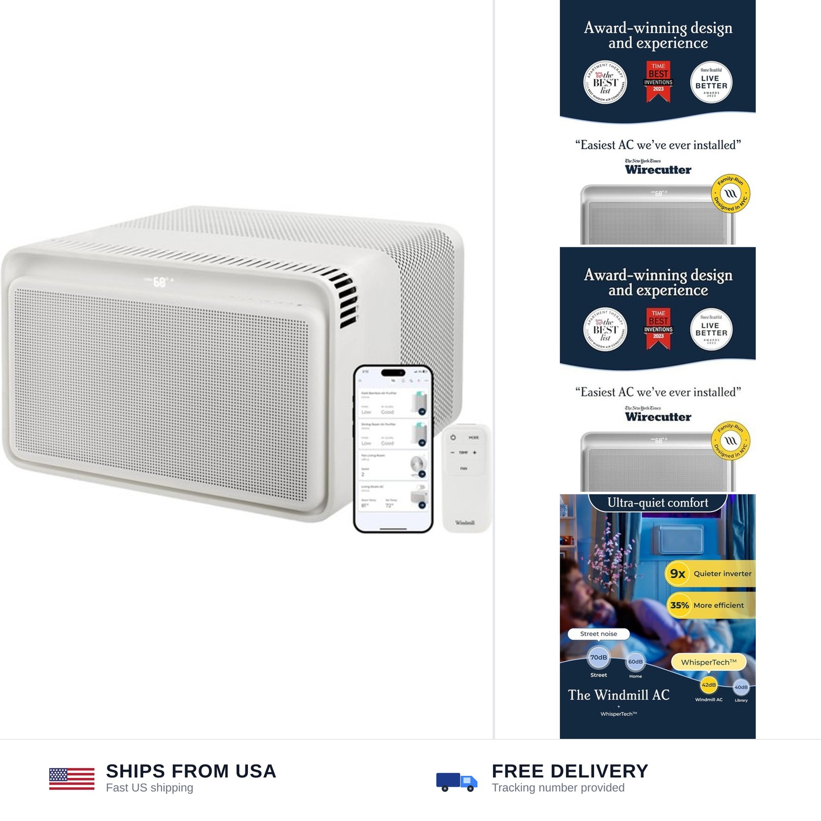 Windmill Window Air Conditioner – Quiet & Smart, Easy Install, Voice-Enabled,…