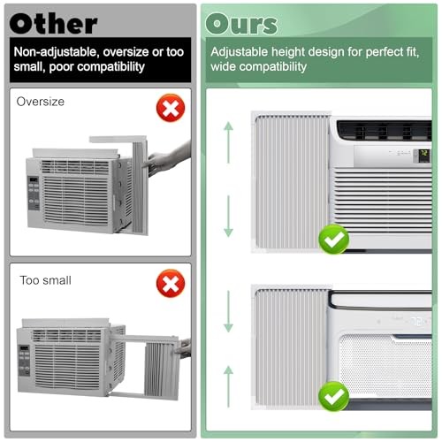 Window Air Conditioner Side Panels with Adjustable Frame, 1 Count (Pack of 2)