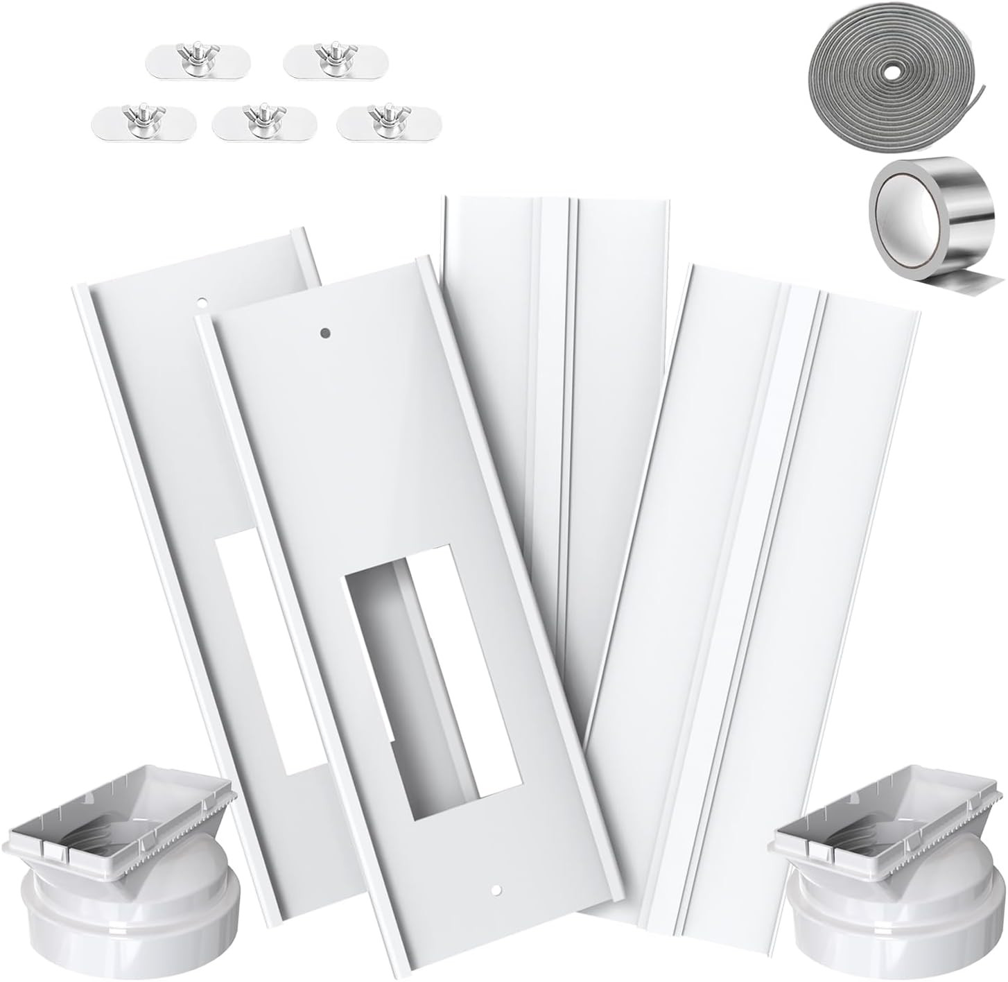 Dual Hose Portable Air Conditioner Window Vent Kit 26-62″ Adjustable with 2 Univ