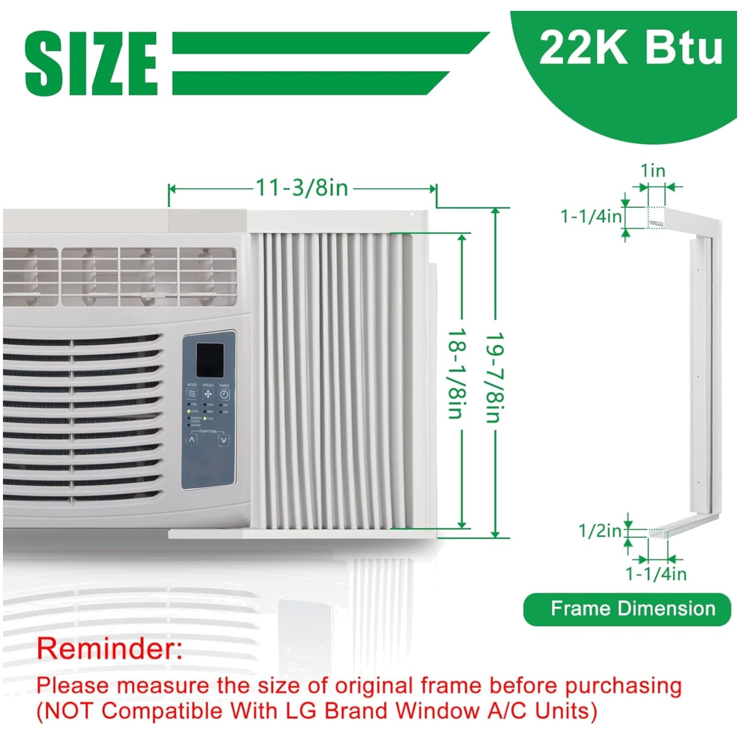 Universal Window AC Side Panel Kit – 22000 BTU Units
