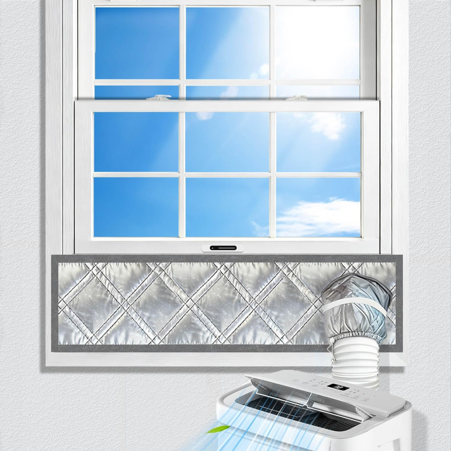 Portable AC Window Seal Kit,71″Adjustable Vertical/Horizontal Sliding Windows,3-