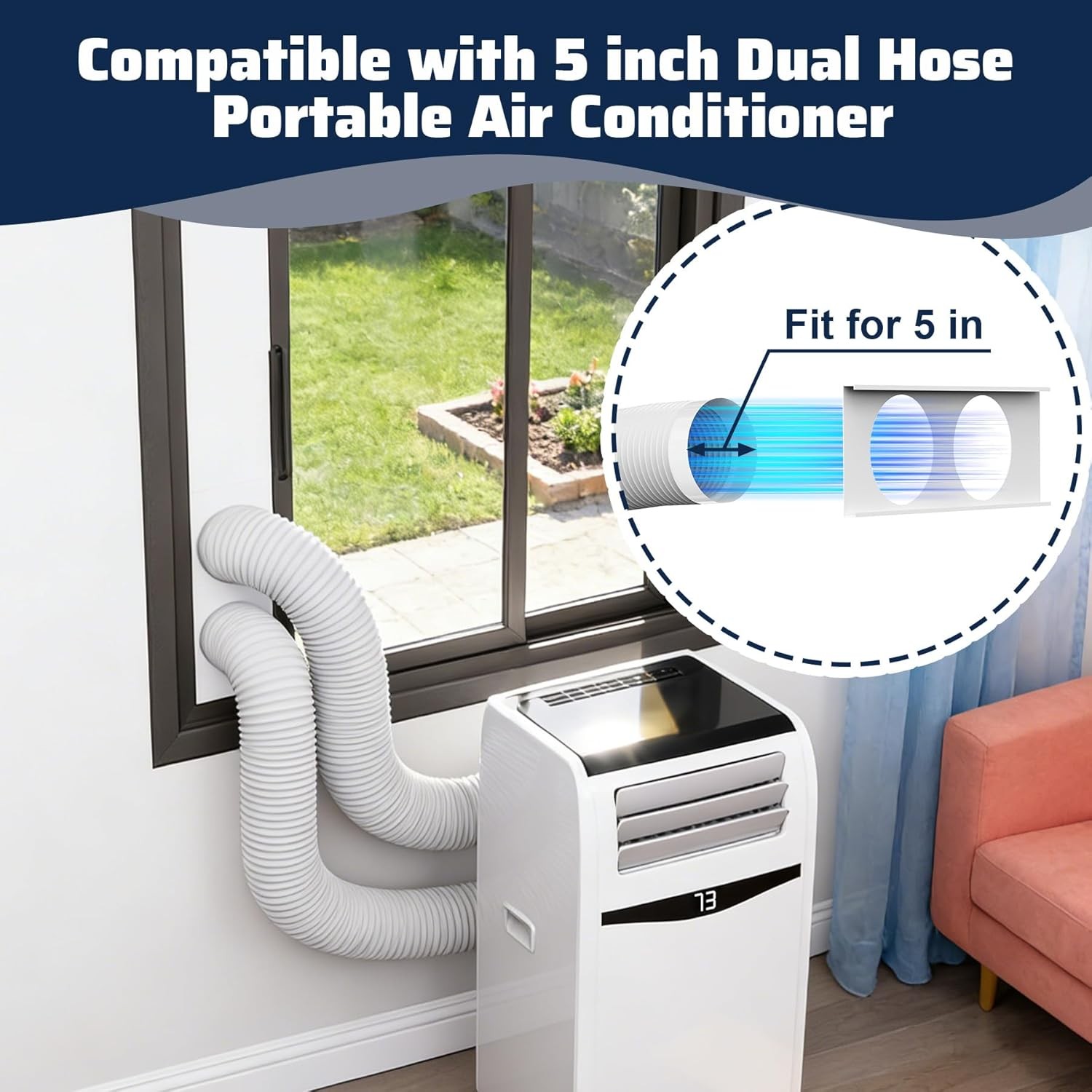 Portable Air Conditioner Window Kit, AC Daul Hose Window Seal Plates Kit for Dua