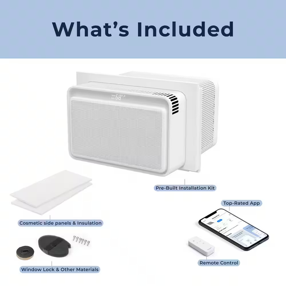 8,000 BTU 115-Volts QUIET Smart Window Air Conditioner, Wi-Fi/Remote, #1 Easiest