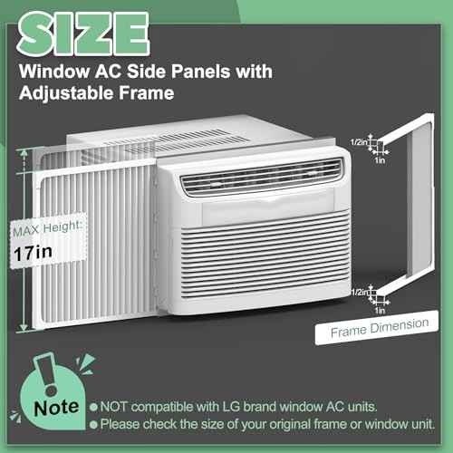 Window Air Conditioner Side Panels with Adjustable Frame, 1 Count (Pack of 2)