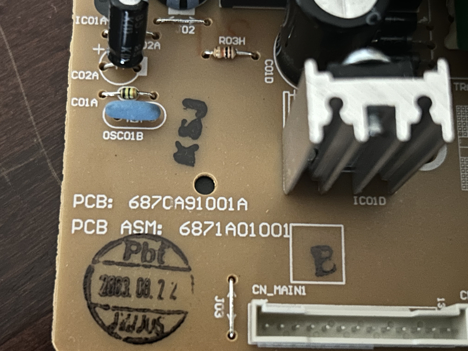 LG 6871A01001B Room air conditioner electronic control board assembly