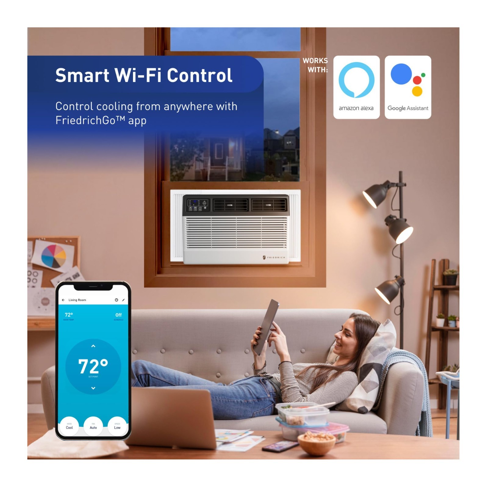 Friedrich 8,000 BTU Window Heat & Cool Air Conditioner CEW08B11B Wi-Fi 115V