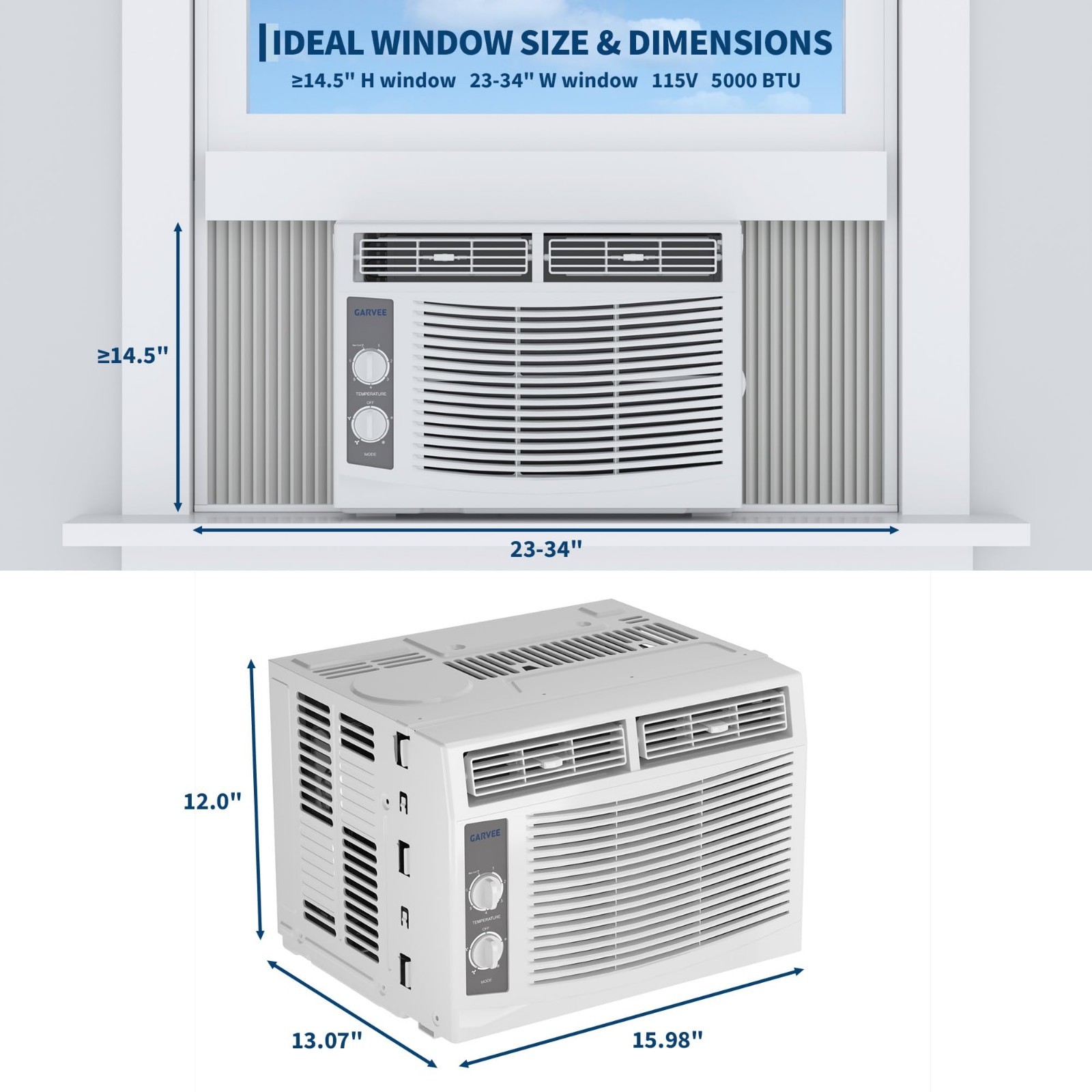 5000 BTU Window Air Conditioner – Cools 150 Sq. Ft, Quiet, 3 Speeds, Easy Instal