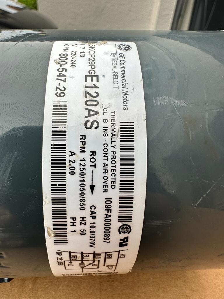 GE Motor Condenser Fan 1/3 HP Model # 5KCP29PG