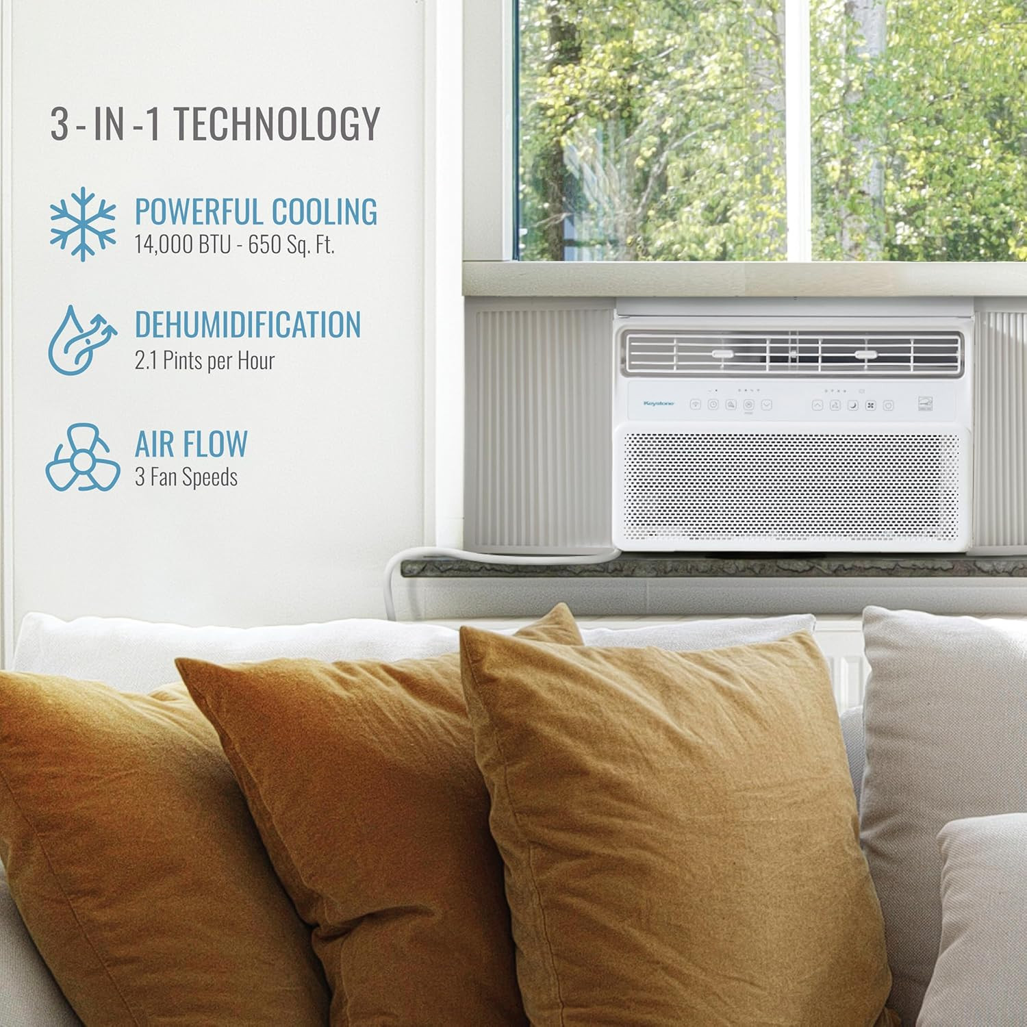 14,000 BTU Window Mounted Inverter Air Conditioner with Quiet, High Efficiency O