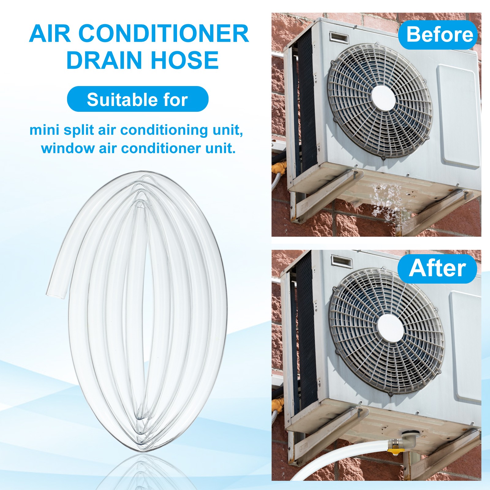 6.6Ft Air Conditioner Drain Hose, Portable Universal AC Drain Hose