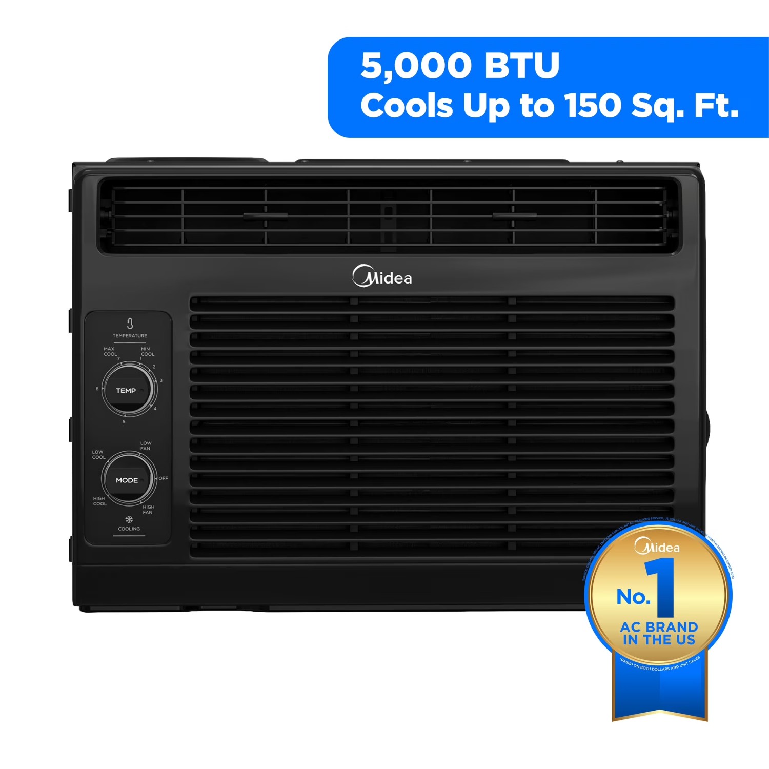Midea MAW05M1WBL-N 5,000 BTU Mechanical Window Air Conditioner, 150 Sq Ft, Black