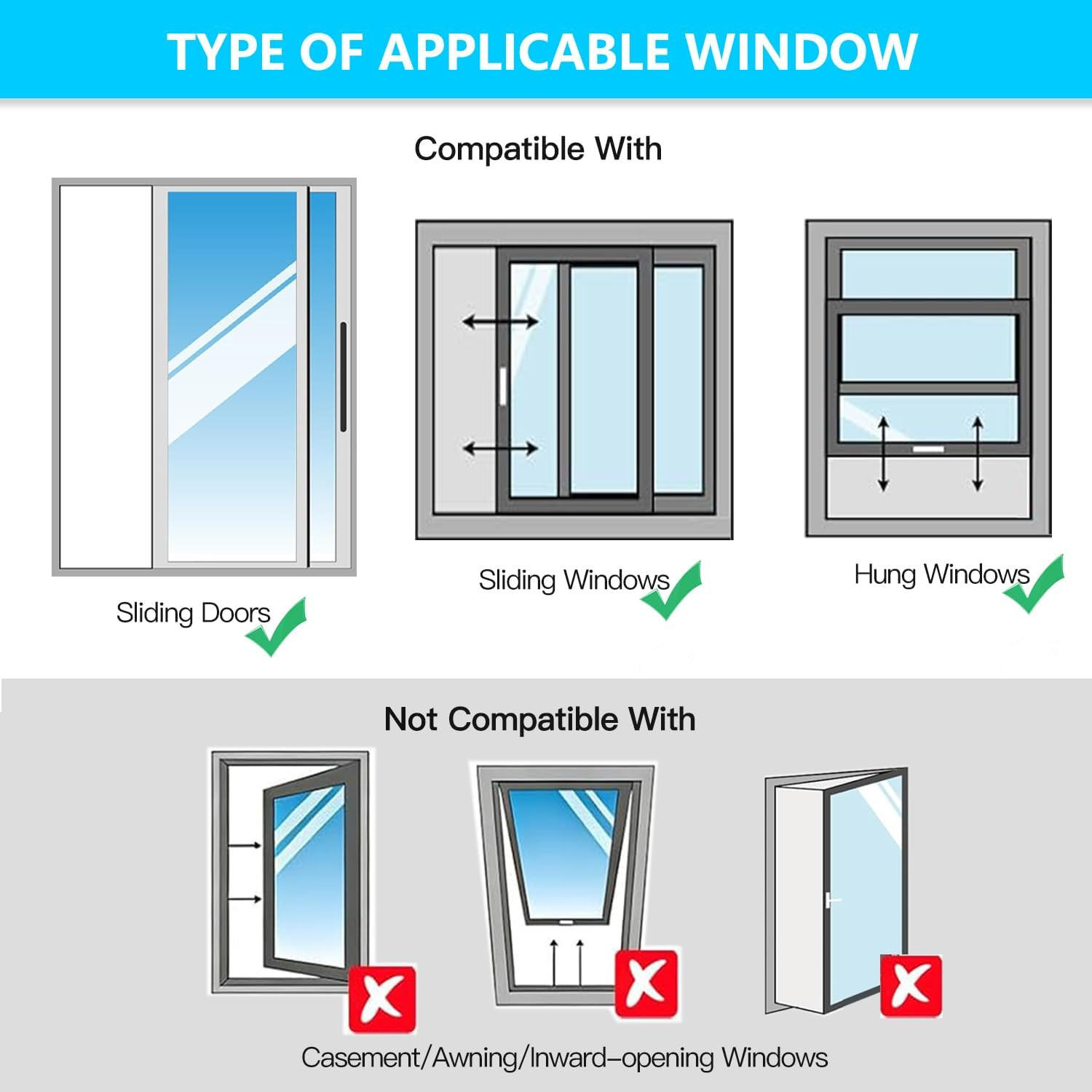 Portable AC Window Seal Kit,71″Adjustable Vertical/Horizontal Sliding Windows,3-