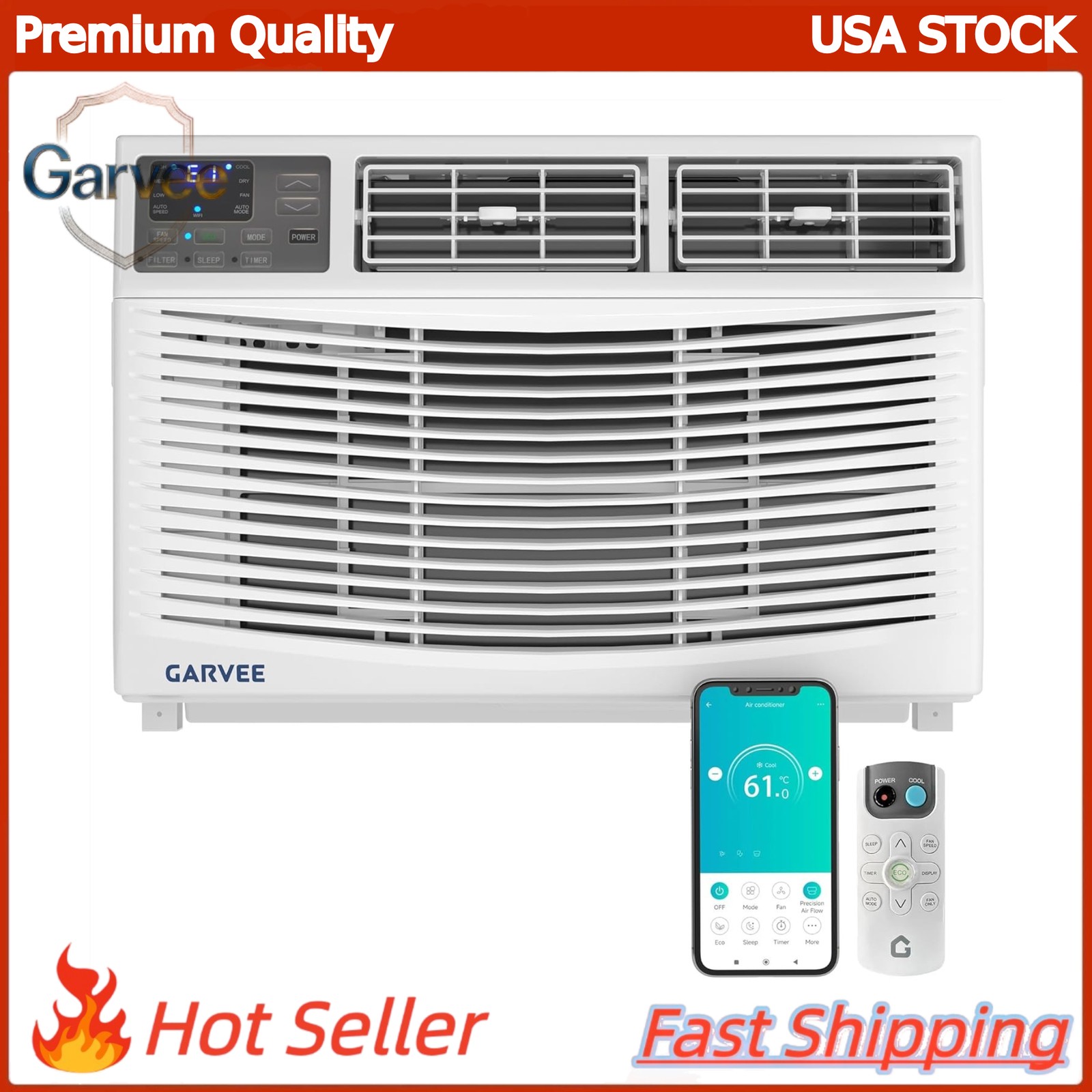 Remote Control 10000 BTU Window Air Conditioner 3 Fan Speeds Cooling Rooms