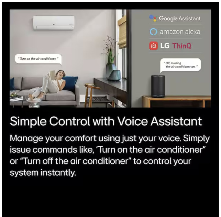LG Indoor Unit 24,000 BTU 20 SEER2 Wi-Fi 1-Zone Ductless Mini Split Wall Unit
