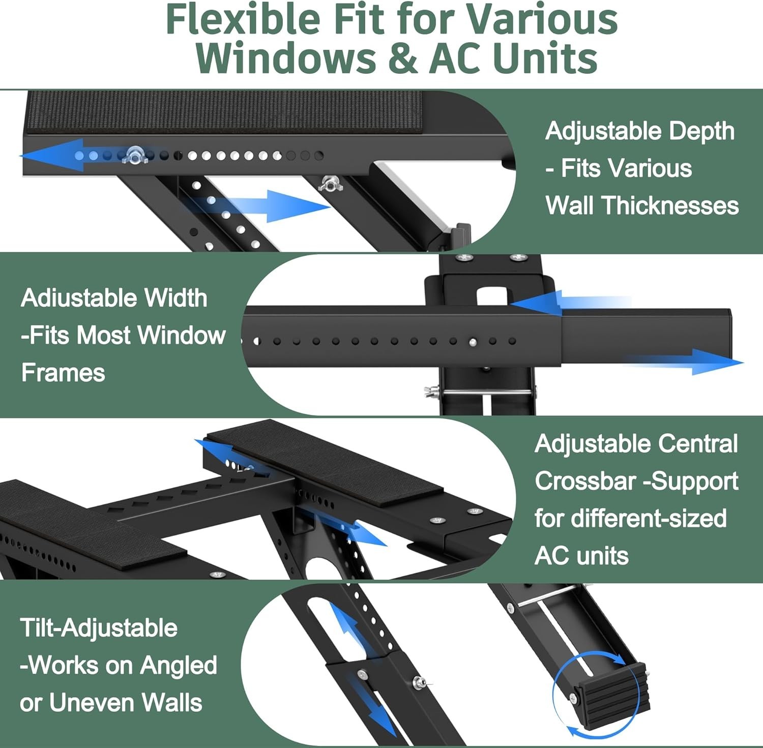 Robust No-Drill AC Support Bracket for Single/Double-Hung Windows, Easy Install