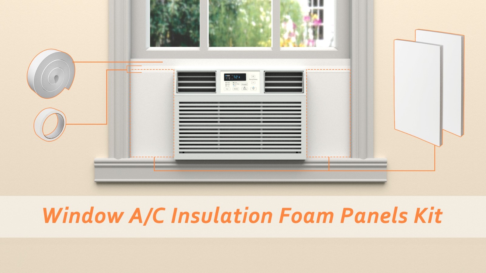 Window Air Conditioner Insulated Foam Panels – Winter Surround Insulation, Top S