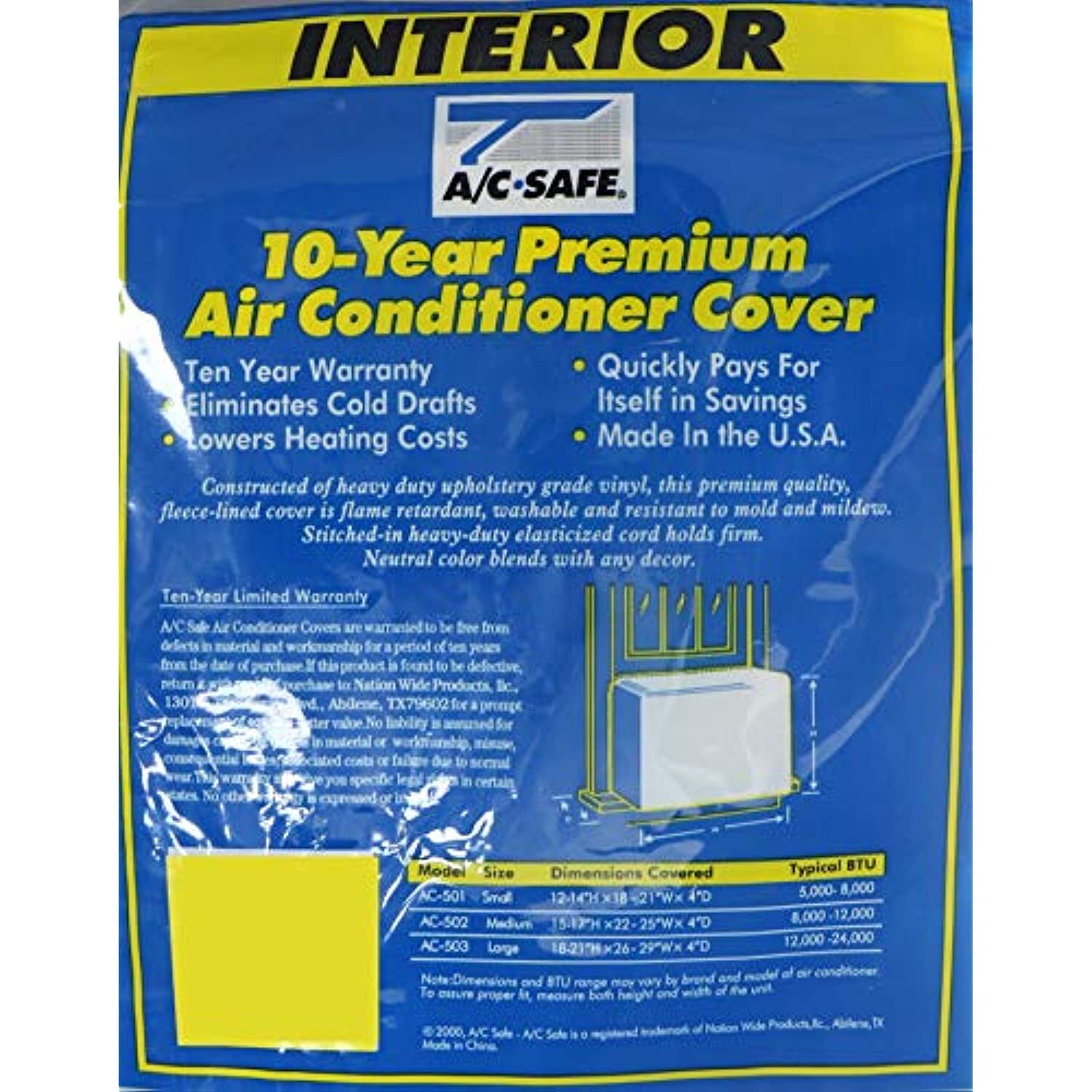 AIR CONDITIONING WINDOW UNIT LARGE INTERIOR COVER