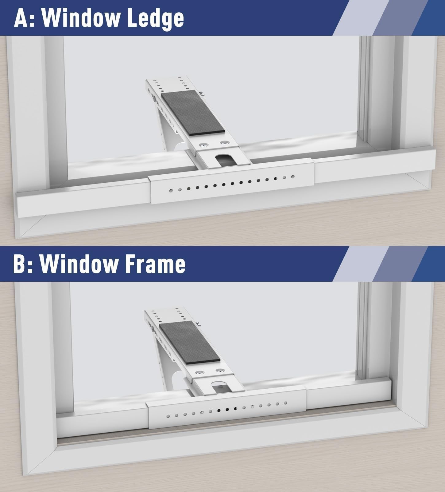 Heavy Duty AC Support Bracket for Windows – No Drill, Fits Single/Double-Hung, H