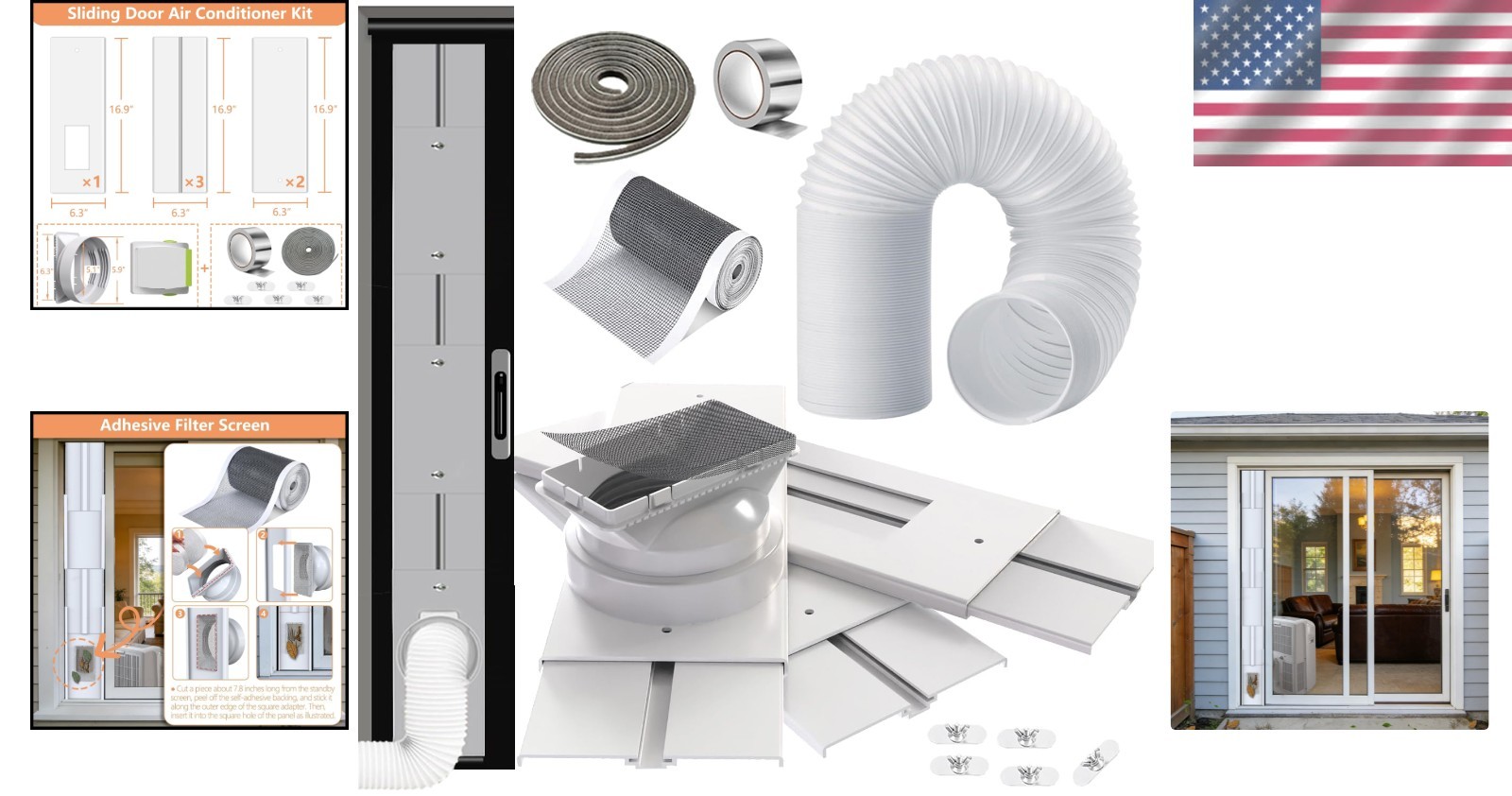 Universal AC Exhaust Kit for Sliding Doors – 95″ Vent Size & Weather Stripping