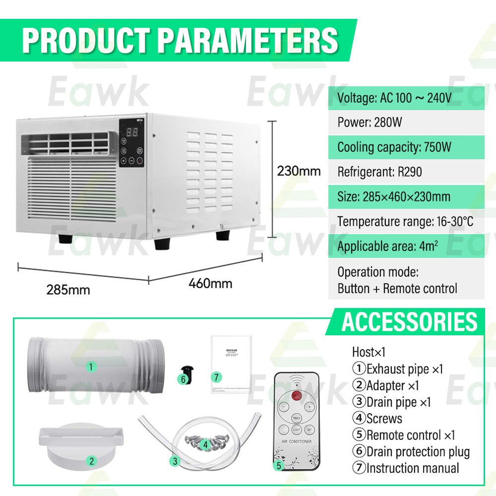 Mobile Small Air Conditioner Refrigerator Desktop With Remote Control 1876BTU