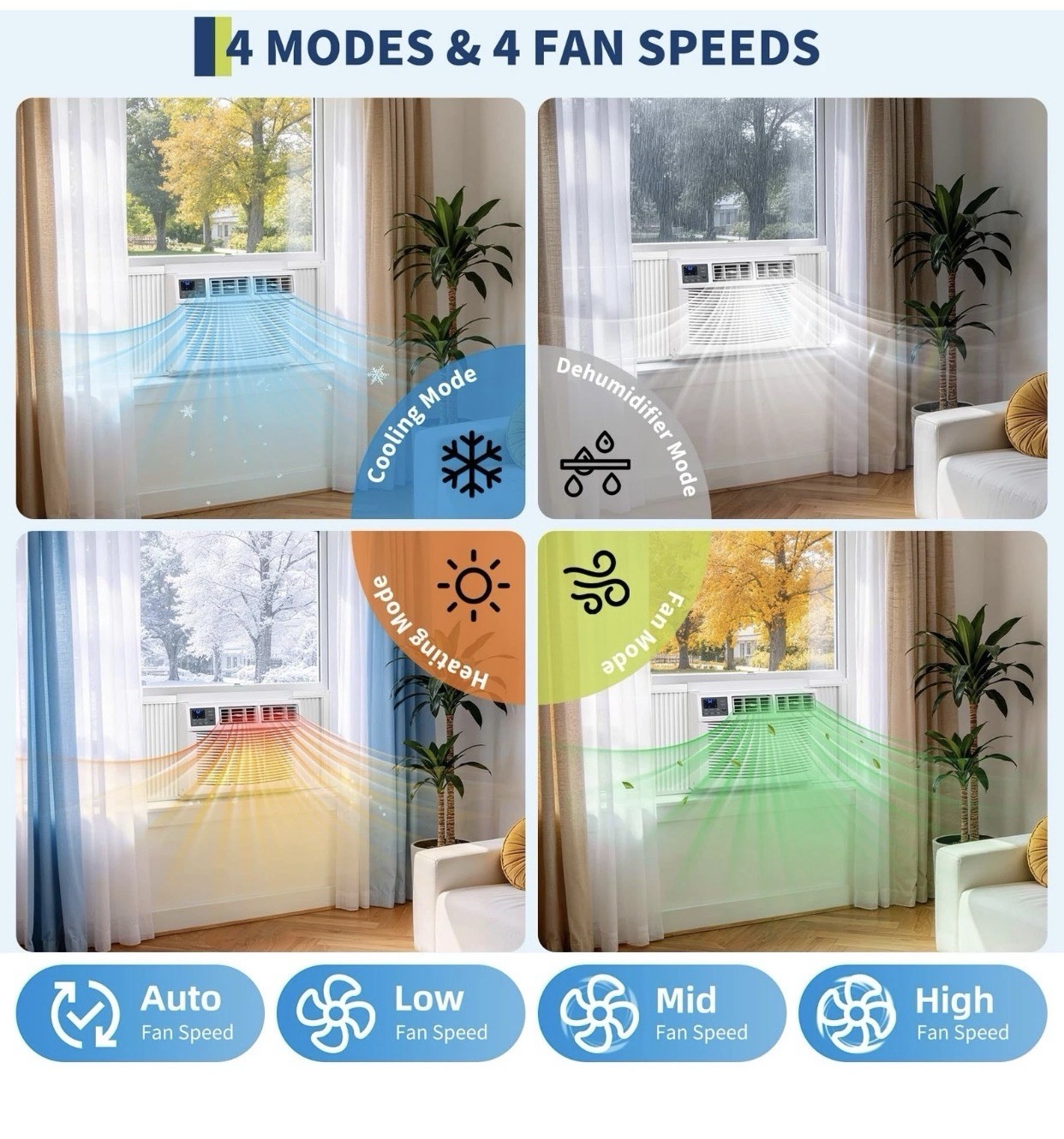 12000 BTU Window Air Conditioner with Heat Window AC WIFI Remote App Control
