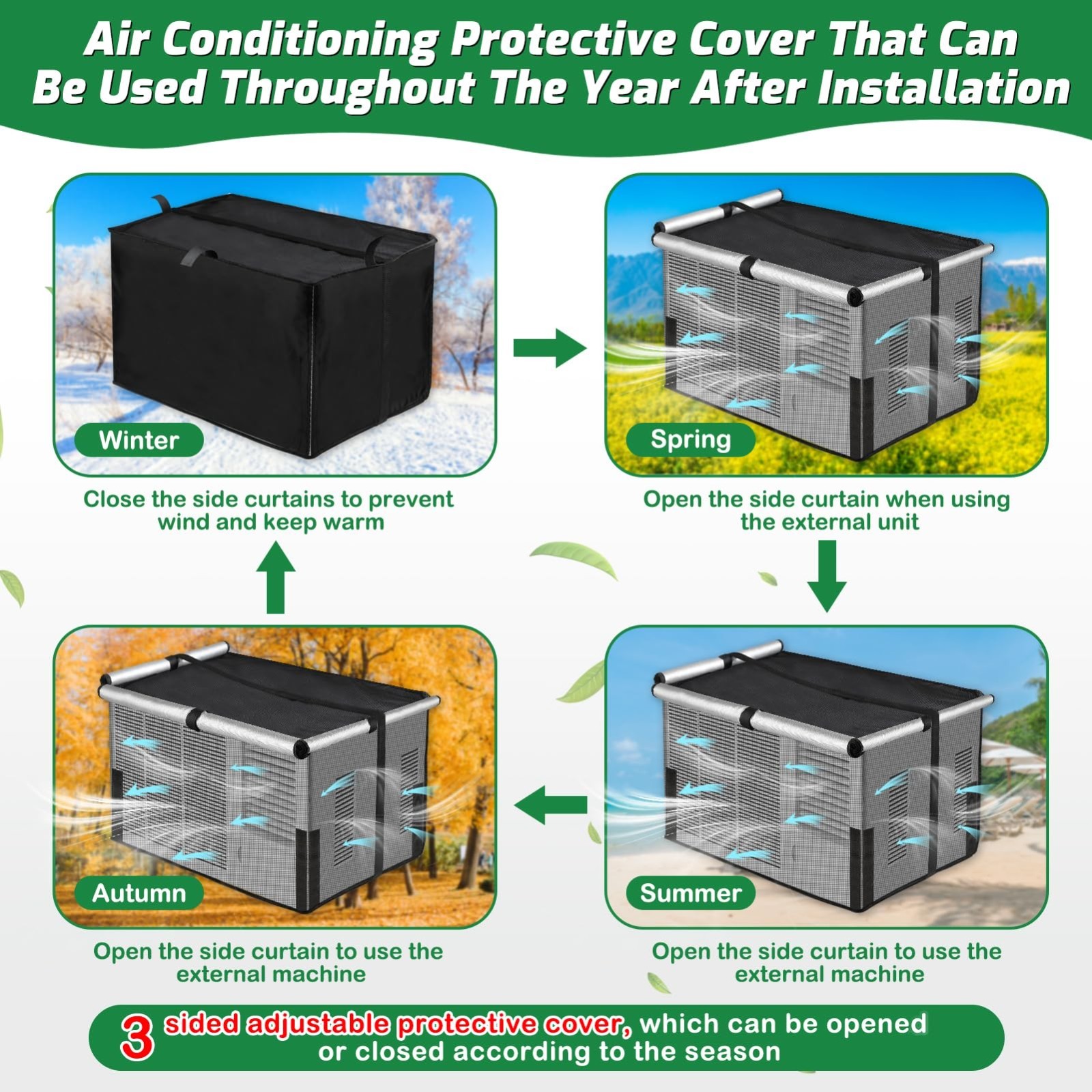 Outdoor Mesh Window Air Conditioner Cover – Waterproof, Dustproof, Insect Protec