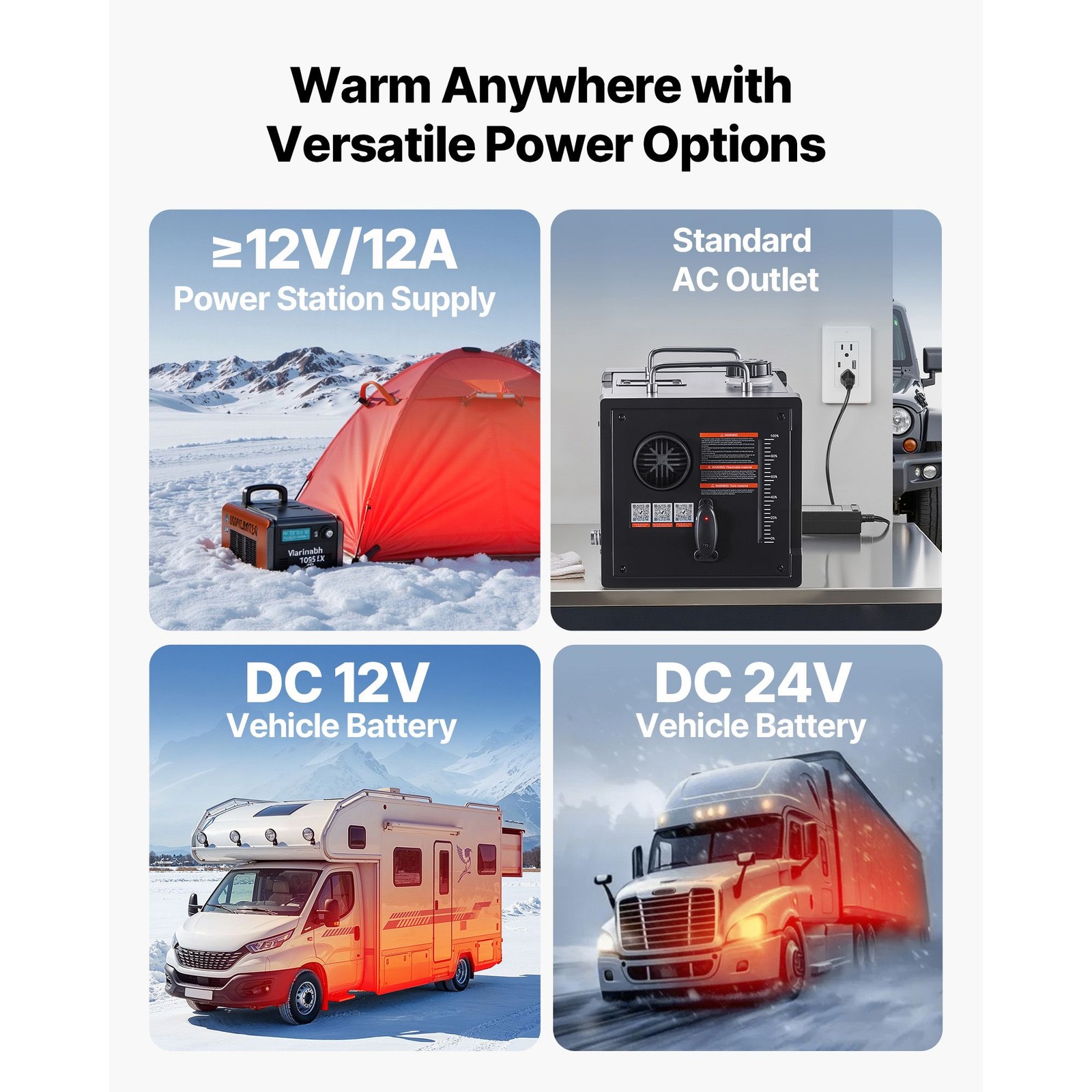 8KW 12V/ 24V Portable Diesel Air Heater with Bluetooth, Remote, LCD Screen