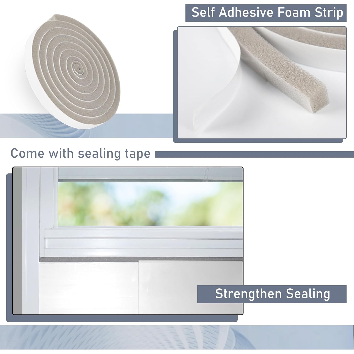 Dual Hose Portable Air Conditioner Kit Adjustable Window Seal Window Air