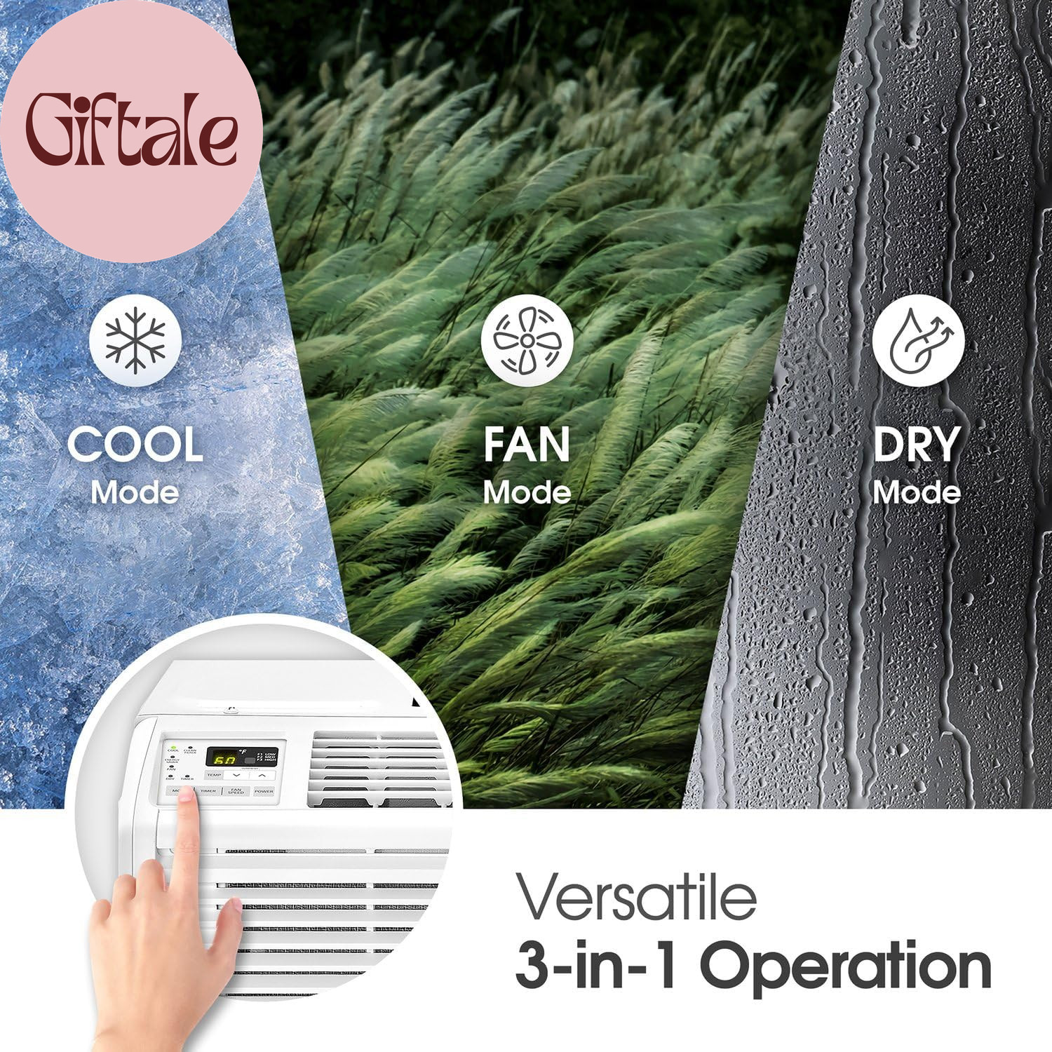 6,000 BTU Window Air Conditioner, 115V, Cools 250 Sq.Ft. for Bedroom, Den, Livin