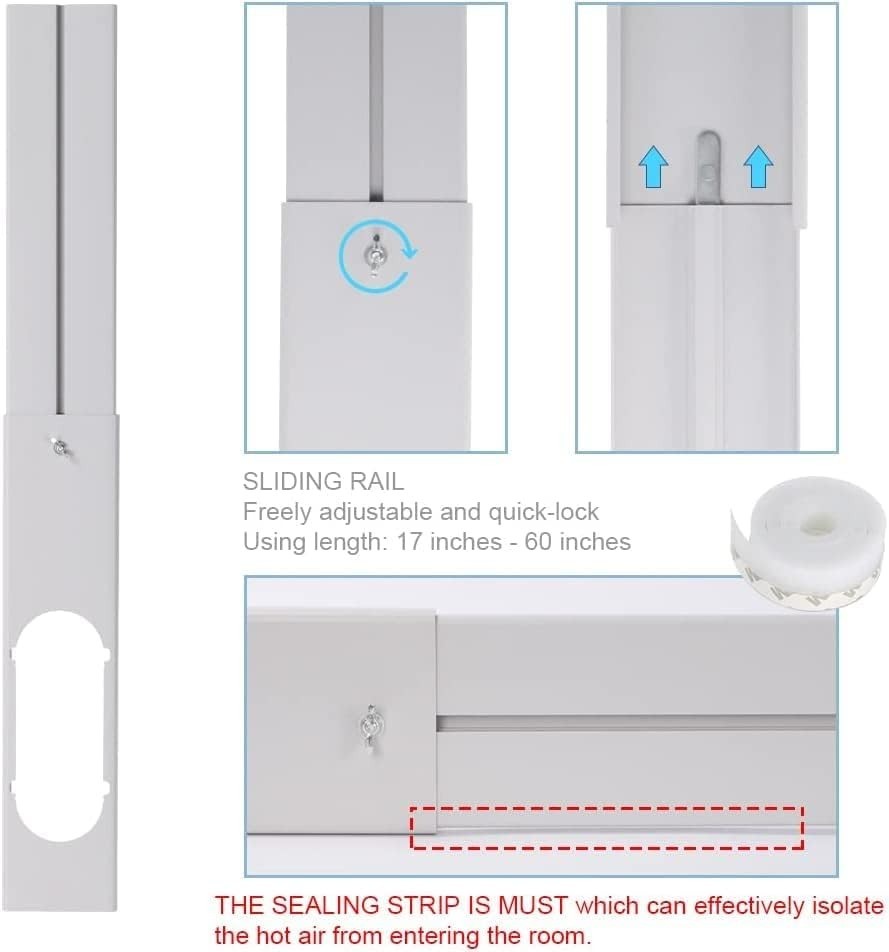 Portable Air Conditioner Window Kit Adjustable Sliding Window Vent Seal Plate