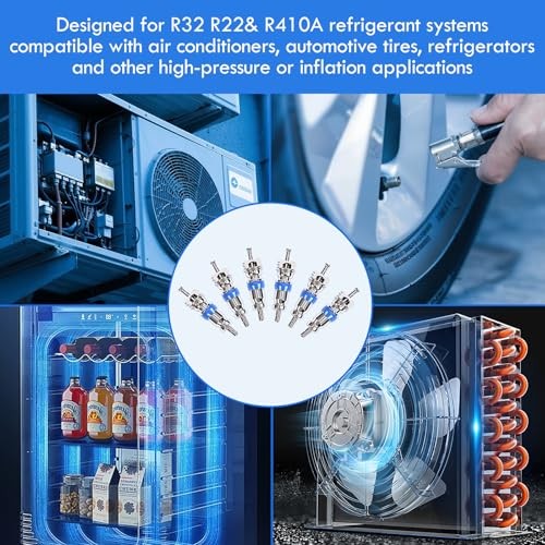 50Pcs Valve Core Replacement Kit for HVAC R32 R22 R410A Refrigerant/Tire