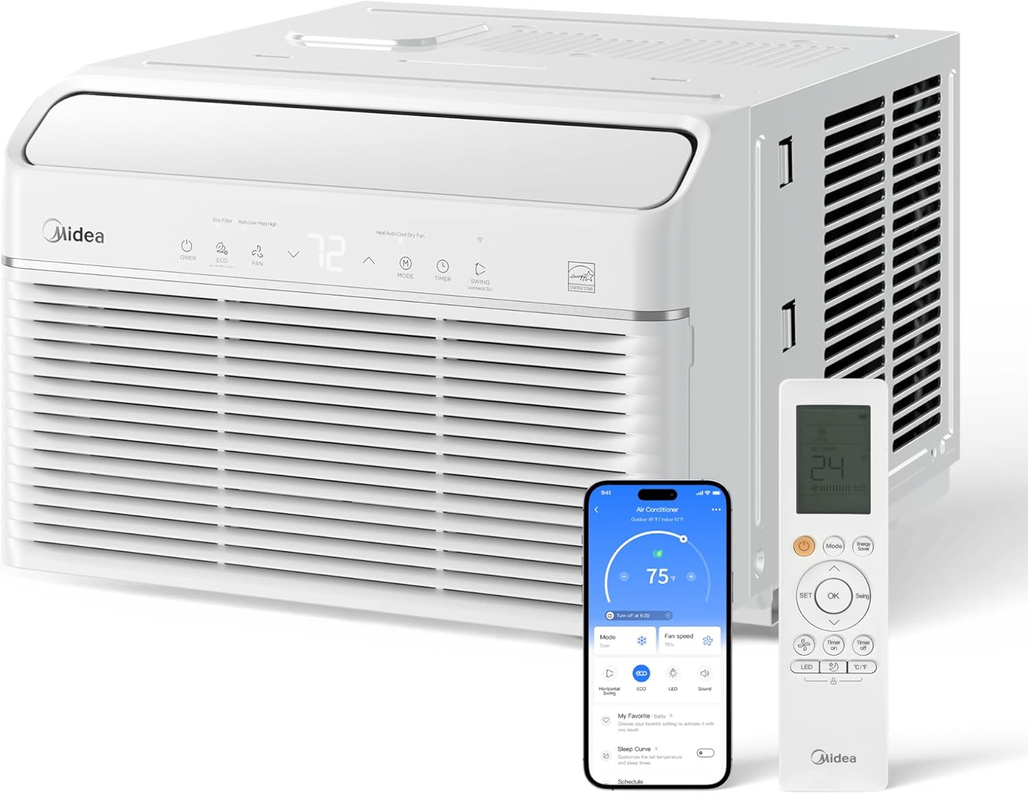 7,800 BTU Smart Inverter Air Conditioner Window Unit– Cools up to 340 Sq. Ft., E