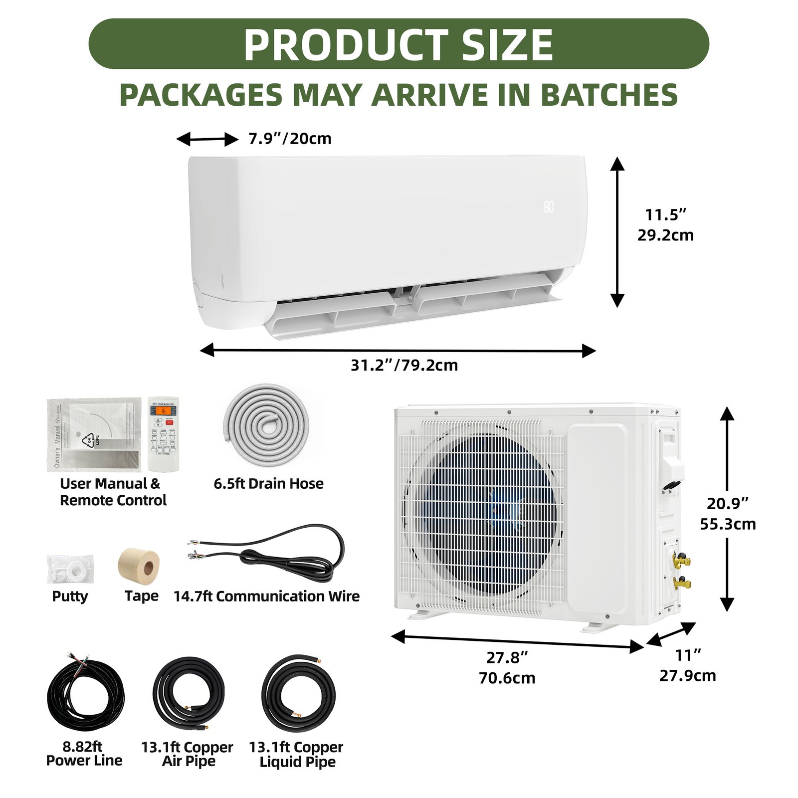 12000 BTU Mini Split Air Conditioner 20 SEER2 115V Ductless AC Cool 750 Sq. Ft