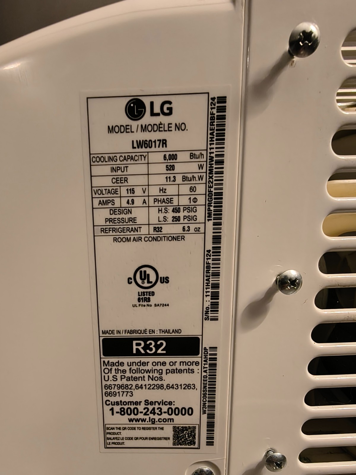 LG Window Air Conditioner with Remote Control – White (LW6017R) [Slightly used]