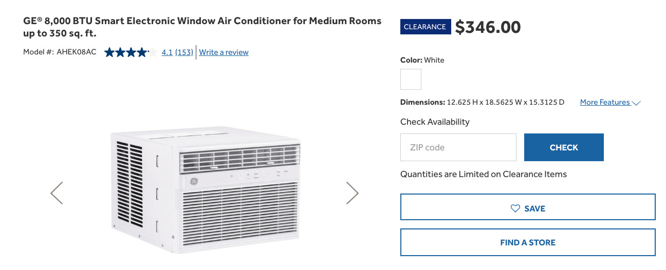 GE 8000 BTU Smart Window Air Conditioner Brand New Sealed! AHEK08ACW1