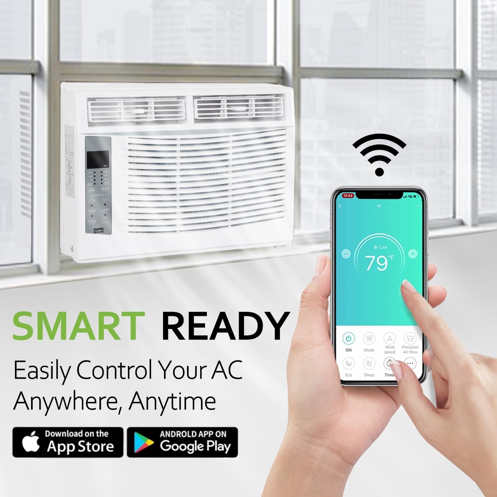 WiFi Enabled 6,000 BTU Window Air Conditioner, Smart Window AC Unit with Remote