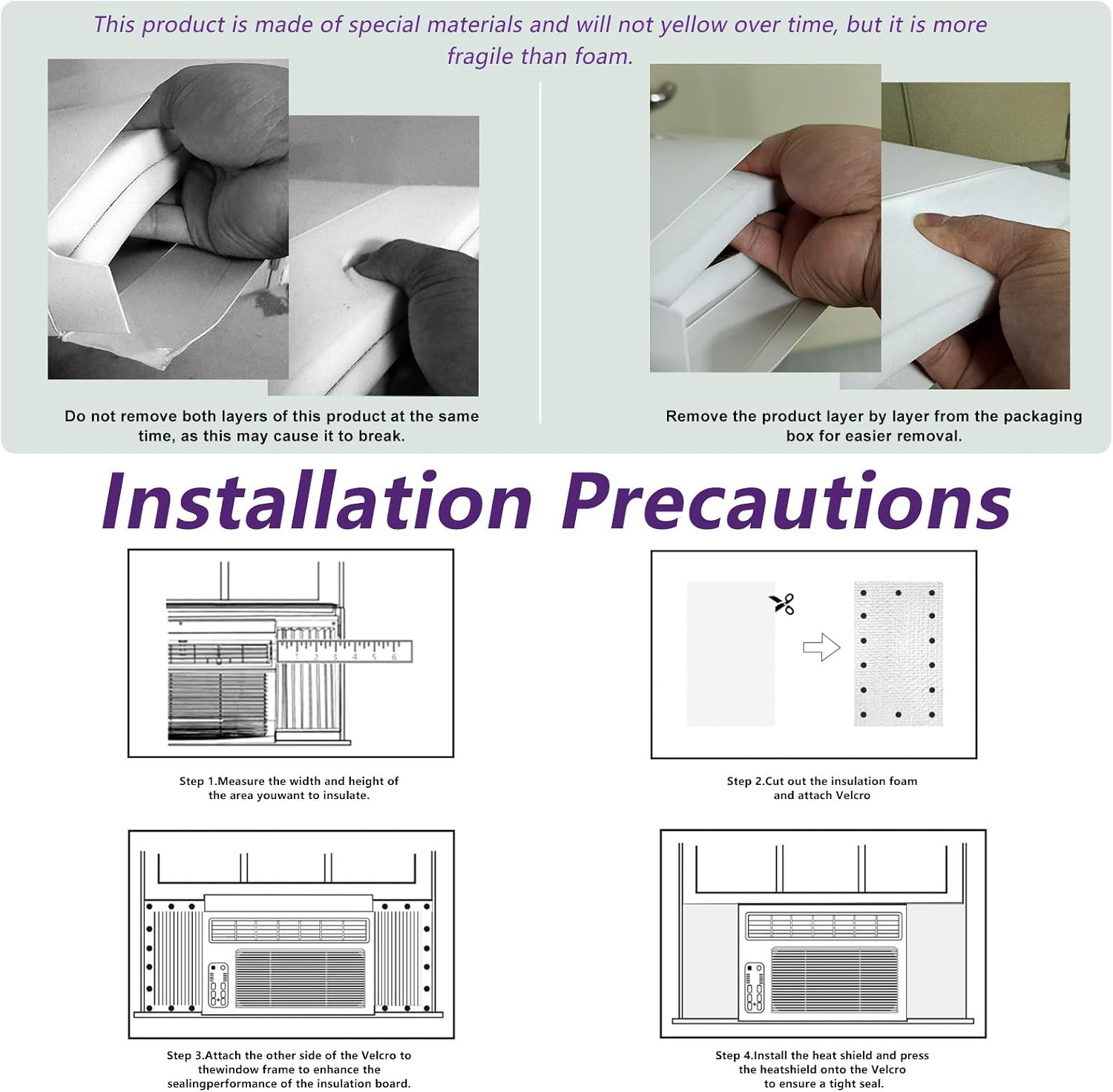 Window Air Conditioner Insulated Foam Panels, | Winter Surround Insulation Side