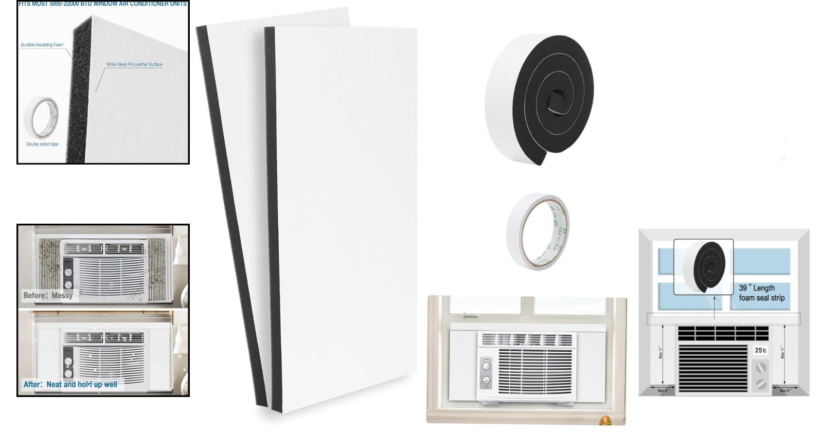 Window Air Conditioner Surround Foam Insulation Panels,Ac Side Insulating Sun Bl