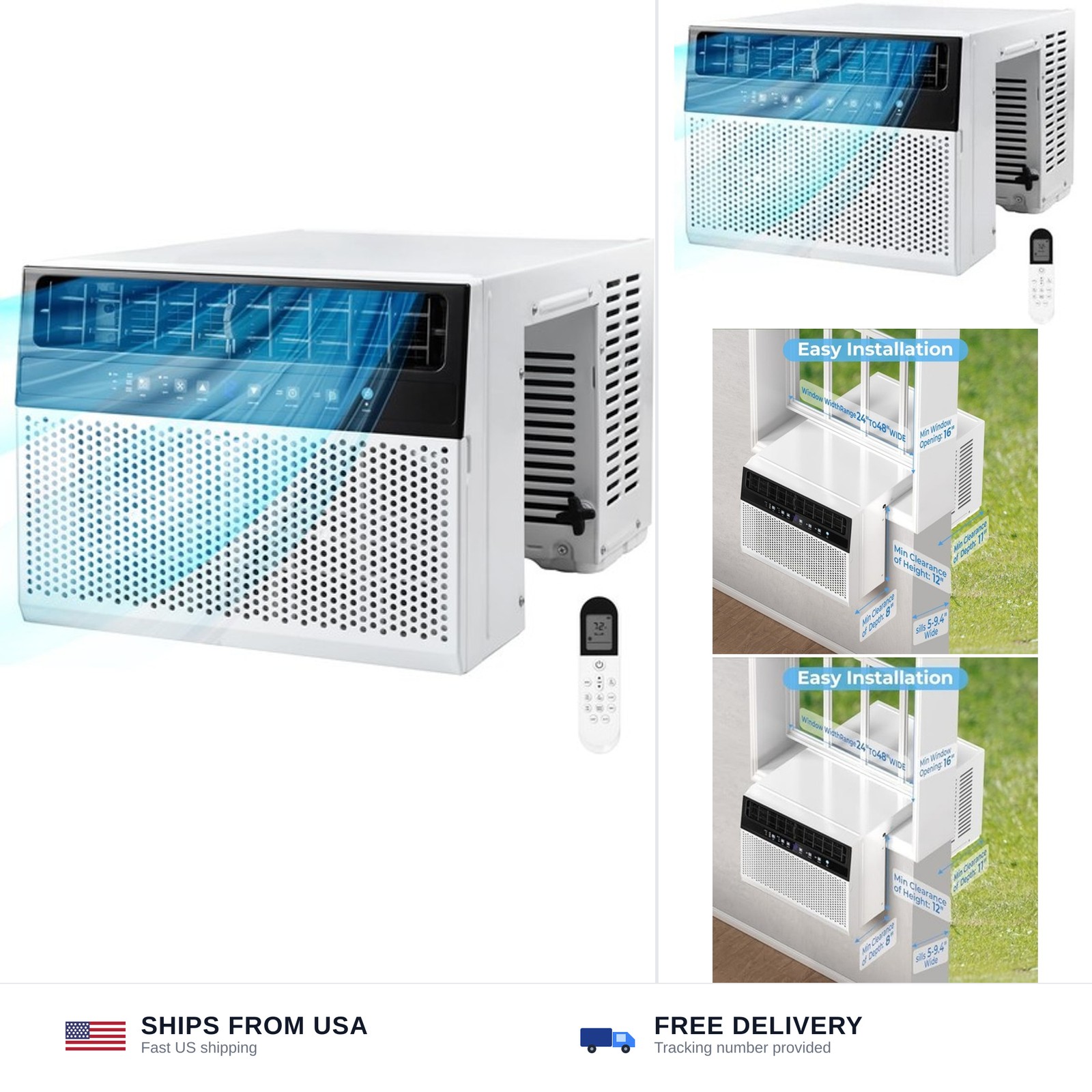 Electactic U-Shaped Window Air Conditioner, 12000BTU Window AC Units Cools up…