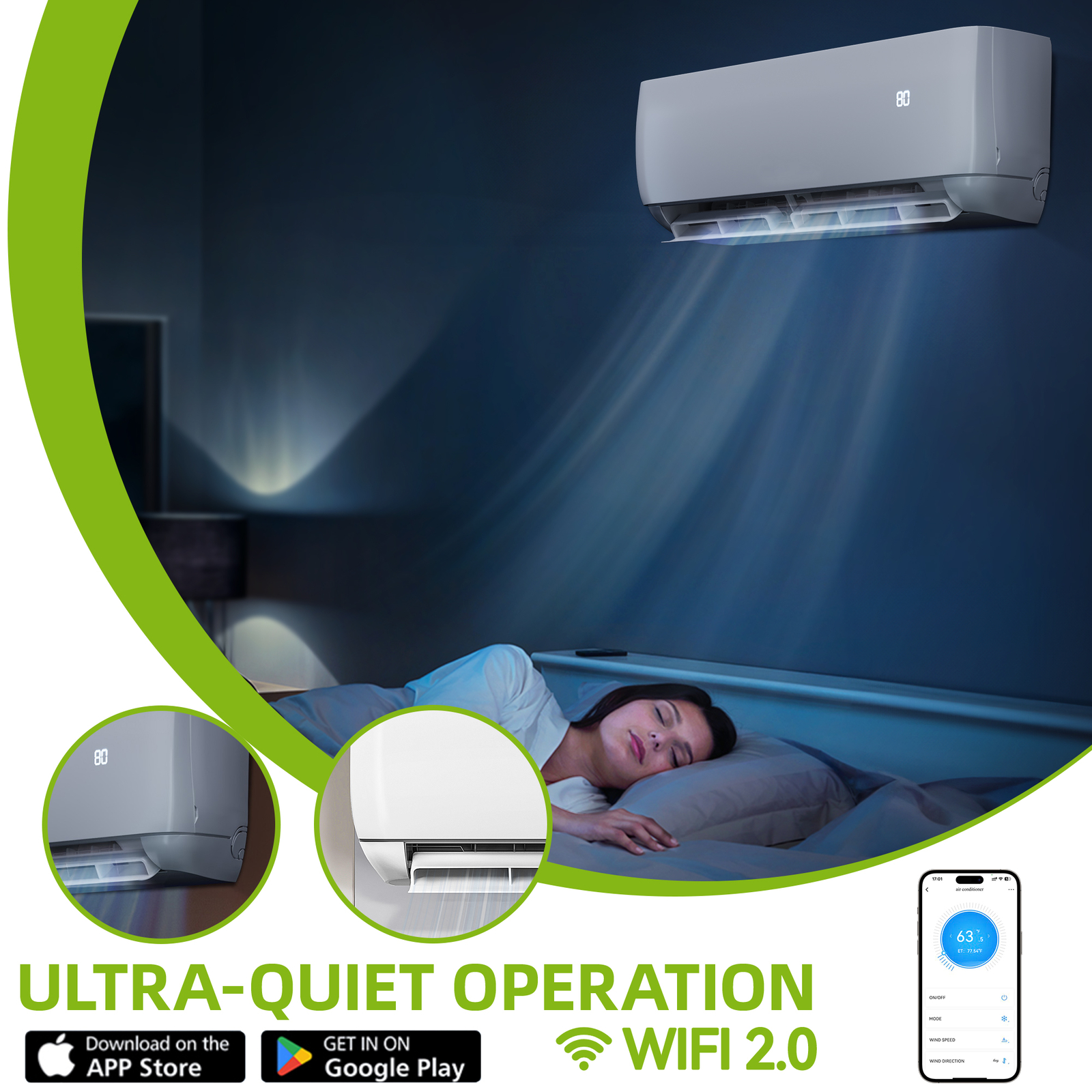12000 BTU Mini Split Air Conditioner 20 SEER2 115V Ductless AC Cool 750 Sq. Ft