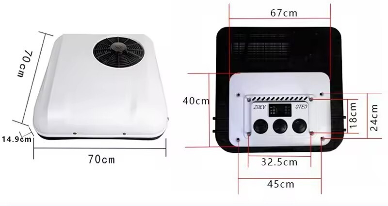 12V Rooftop Air Conditioner AC Kit for RV Motorhome Caravan Bus Heat & Cool