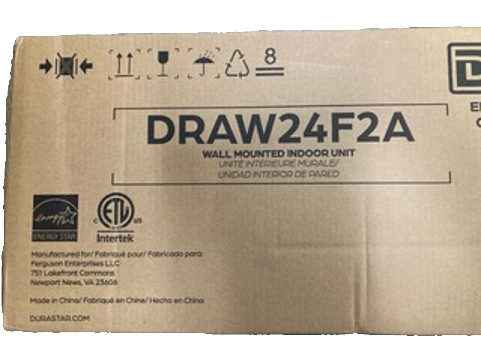 Durastar DRAW24F2A Wall‑Mounted 24,000 BTU Mini‑Split Indoor Unit