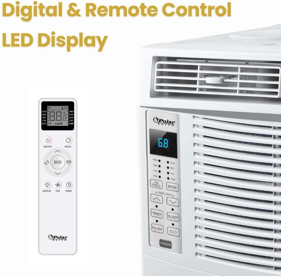 Polar Elite 6,000 BTU Window Air Conditioner, Cools Up to 250 Sq. Ft., Remote
