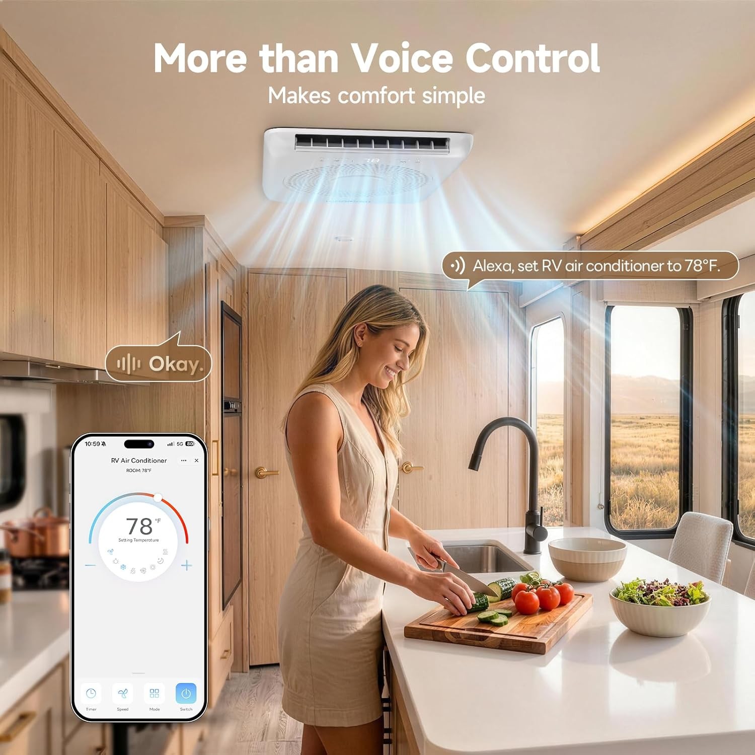 RV Rooftop Air Conditioner 18000 BTU for Ducted/Non-Ducted APP & Voice Control