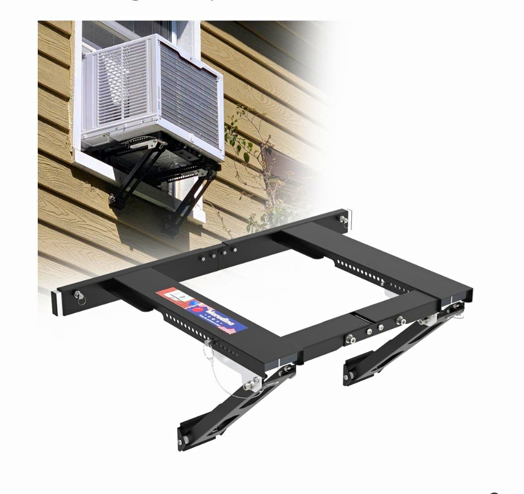 MARUDINA Adjustable Metal Window AC Support Bracket, Black, Expands 26-41 in