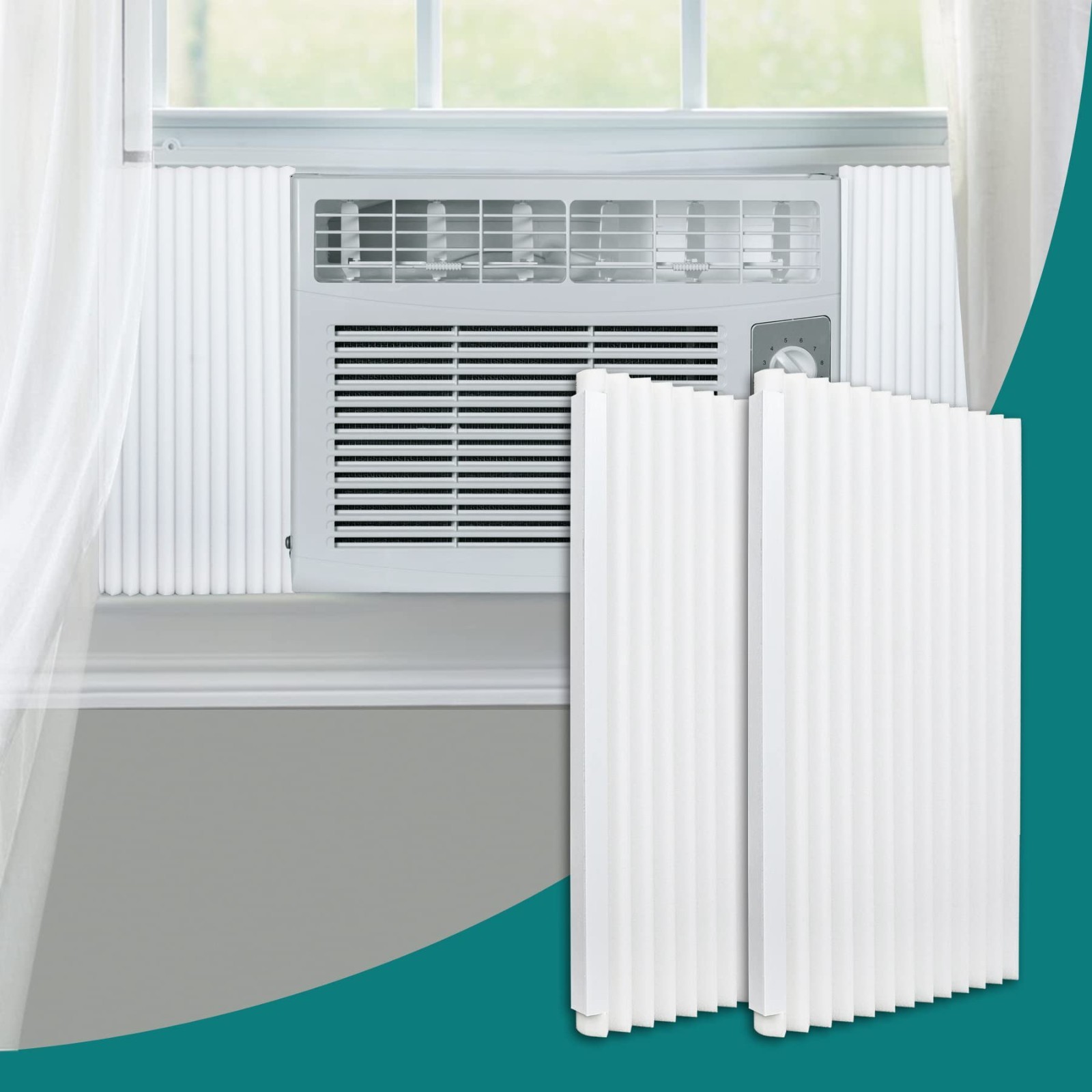 Window Air Conditioner Insulation Foam Panels Kit, 17″x9″x7/8″, Energy Saver, Wh