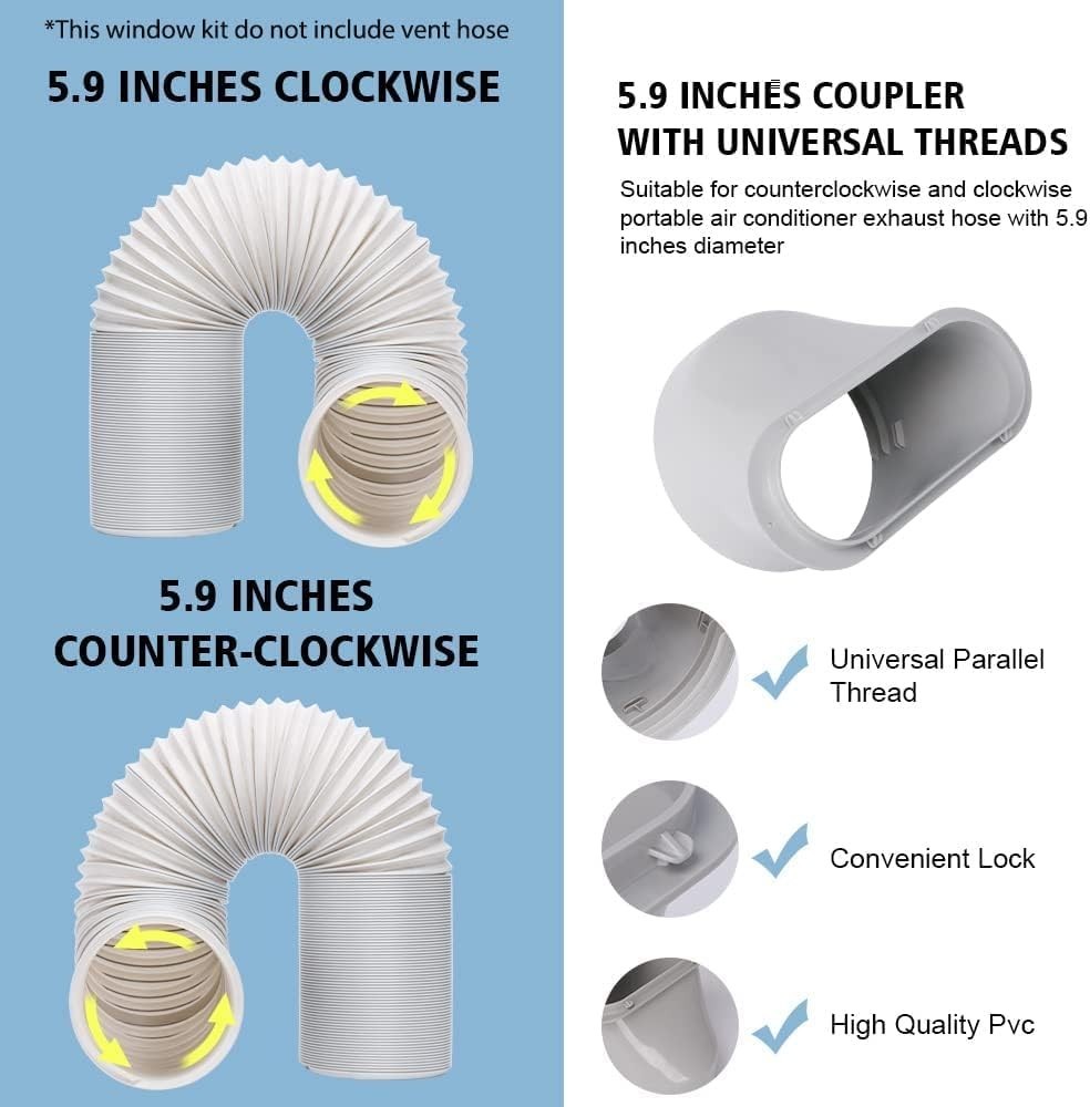 Portable Air Conditioner Window Kit Adjustable Sliding Window Vent Seal Plate