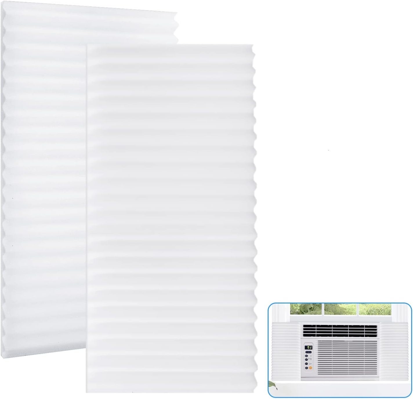 High-Quality Foam AC Insulation Panels, 17×9 in, Pack of 2 – White Solution