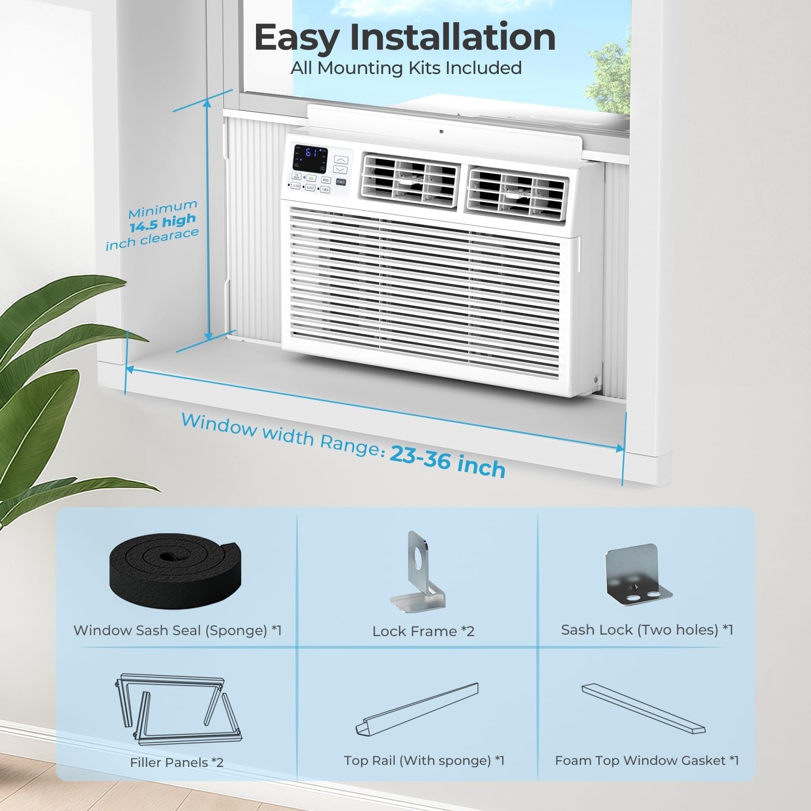 Electactic Window Air Conditioner 10,000 BTU, Air Conditioner Window Unit Up …