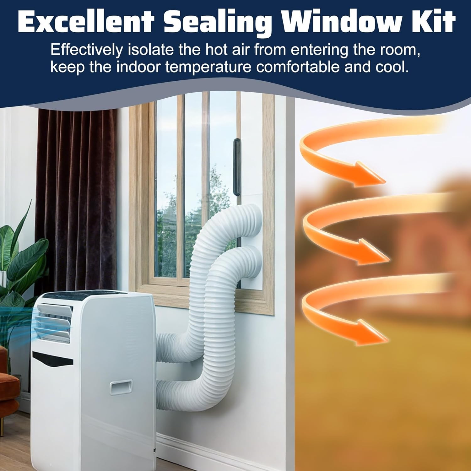 Portable Air Conditioner Window Kit, AC Daul Hose Window Seal Plates Kit for Dua